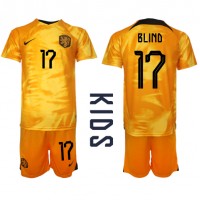 Niederlande Daley Blind #17 Heimtrikotsatz Kinder WM 2022 Kurzarm (+ Kurze Hosen)